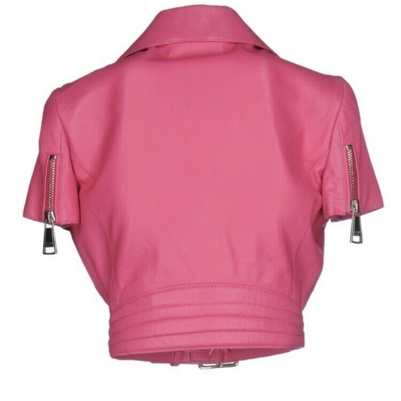 NWT Moschino SS15 Barbie pink leather Biker Jacket - Picture 2 of 6